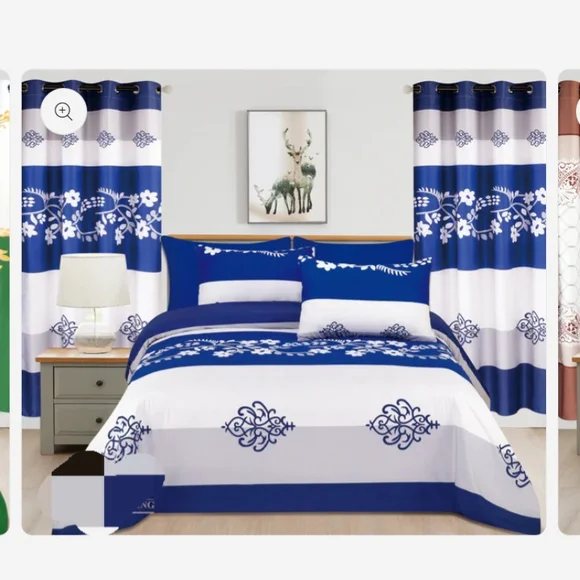Blue and White Floral Bedding Set