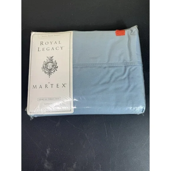 Vintage Royal Legacy by Martex Full Flat Sheet 250TC Blue Cotton Blend NIP USA