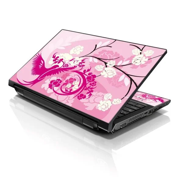 LSS 15.6 & 17.3 Inches Laptop Notebook Skin Sticker Decal - Pink Birds Floral