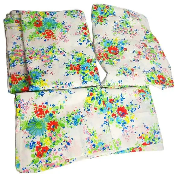 Vintage Wamsutta Ultracale Pacific Floral Sheet Set 54X75 Full Set