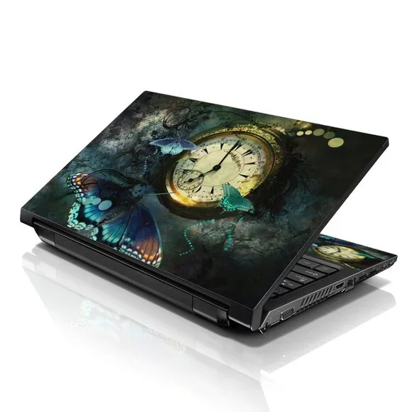 LSS 15.6 & 17.3 Inches Laptop Notebook Skin Sticker Decal - Clock Butterfly