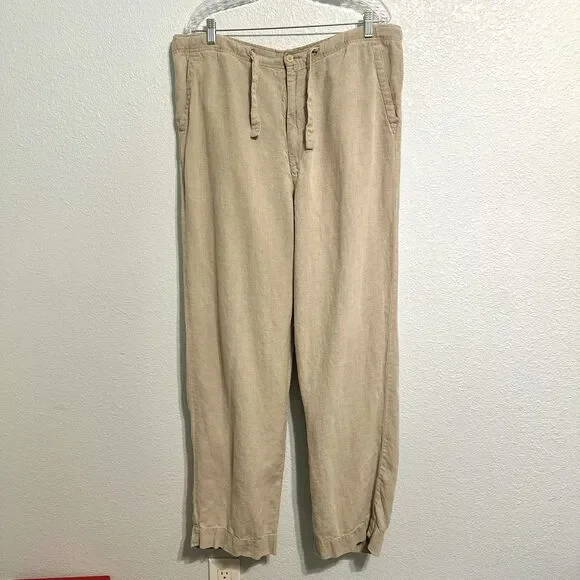 Polo Ralph Lauren Linen Pants Mens 38x32 Beige Dress Classic Summer Old Money