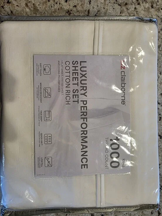 Liz Claiborne White Luxury Performance King Sheet Set