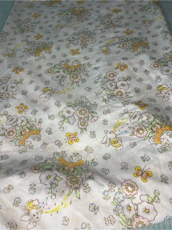 Vintage 1983 Cabbage Patch Kids Double Full Fitted Sheet Craft Fabric Flaw 54X76