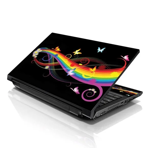 LSS 15.6 & 17.3 Inches Laptop Notebook Skin Sticker Decal - Rainbow Butterflies
