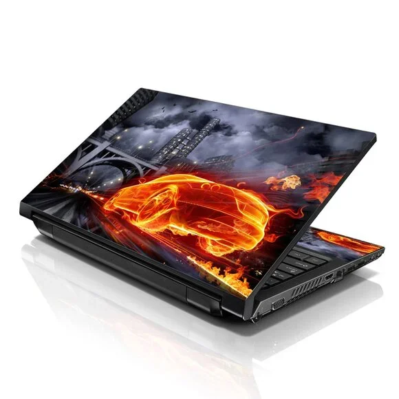 LSS 15.6 & 17.3 Inches Laptop Notebook Skin Sticker Decal - Flame Racer Car