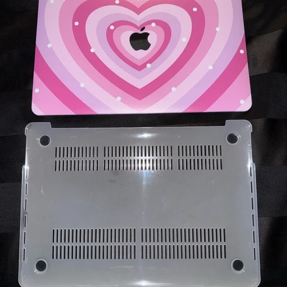 Apple Pink and Gray MacBook Laptop with Heart Design Pro 13 A2338 M1 A2251 A2289