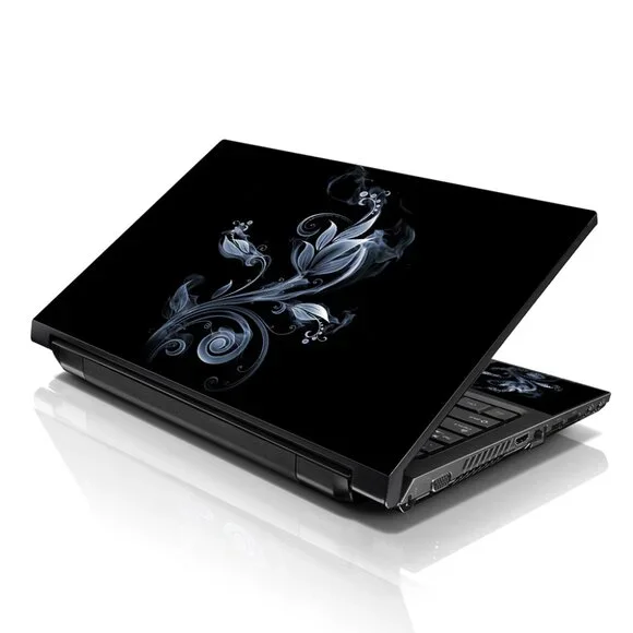 LSS 15.6 & 17.3 Inches Laptop Notebook Skin Sticker Decal- Blue Flame Floral