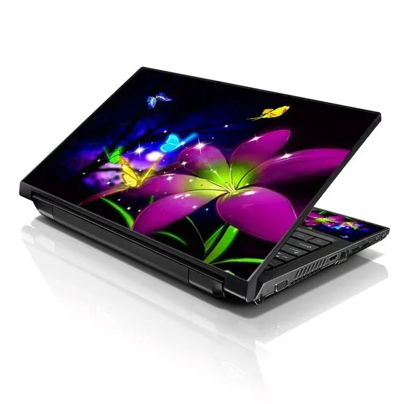 LSS 15.6 & 17.3 Inches Laptop Notebook Skin Sticker Decal- Purple Blue Floral