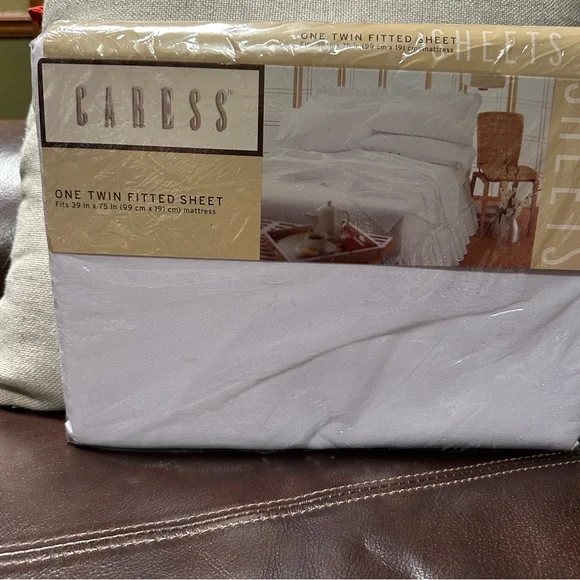 Vintage NEW Twin Fitted‎ Sheet- Caress/Mervyns White No Iron Percale 180 TC