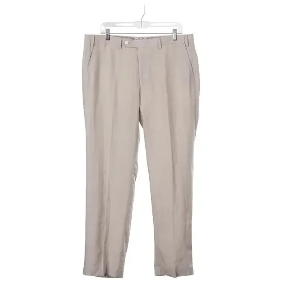 NWOT LAUREN RALPH LAUREN Pants Men 36x30 Beige Linen Pockets Dress Casual