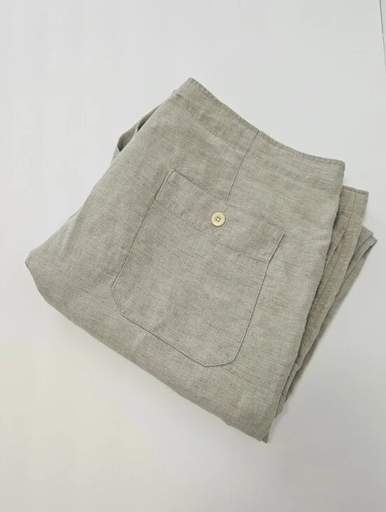 Men's Nautica Explorer 100% LINEN Loose Fit Pants - Sand - Large - LIKE NEW