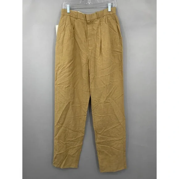 Polo Ralph Lauren Classics 2 Trousers Mens Size 30 X 34 Tan Linen Silk Pleated