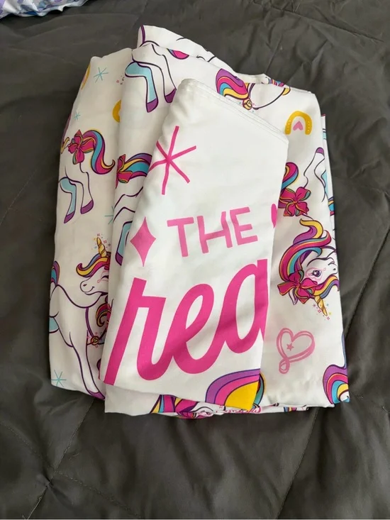 JoJo Siwa White Sheet Set with Pink and Rainbow Unicorns