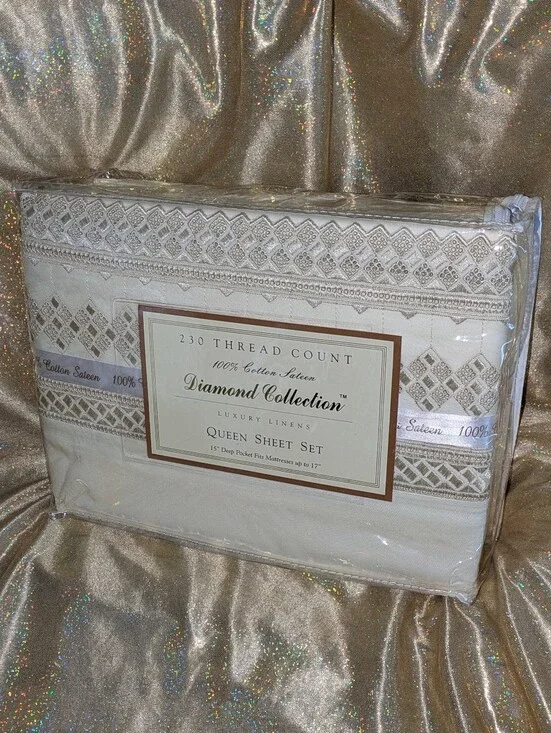Queen Sheet Set 230-Thread Count Cream/Gold