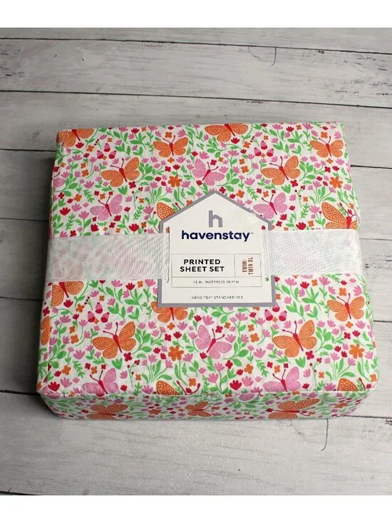 Havenstay Twin/Twin XL Sheet Set Bedding Floral Butterflies