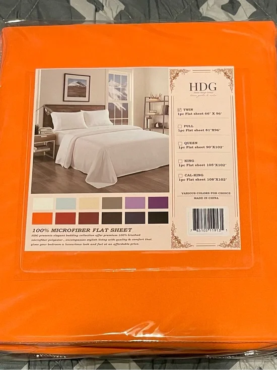 Orange Microfiber Flat Sheet - Vibrant Orange Bedding