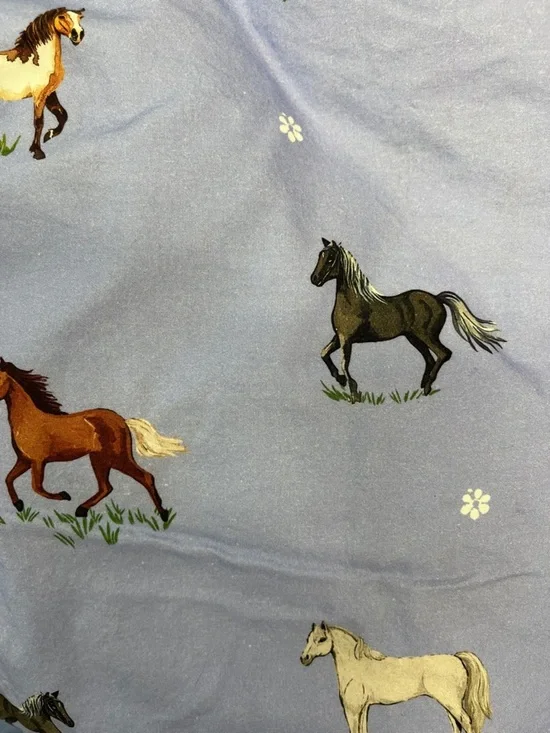 Anthropologie Percale Cotton Horse Sky Full/Queen Sheet Set New out Of Package