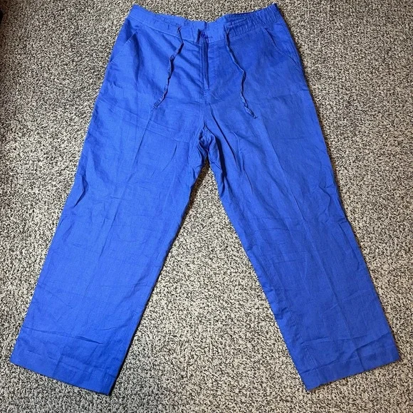 Successo Uomo Phita 36x32 (fits 34x27) Blue Linen Pants Men Wide Leg Fit READ