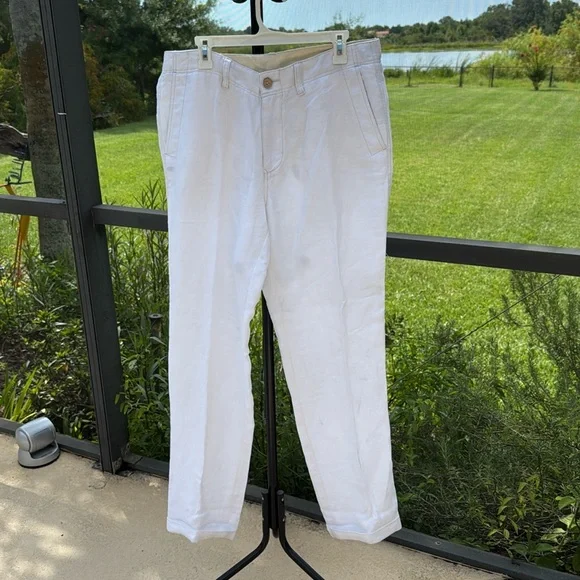 Tommy Bahama White/Off White linen Blend Summer Pants  34x34” nwot