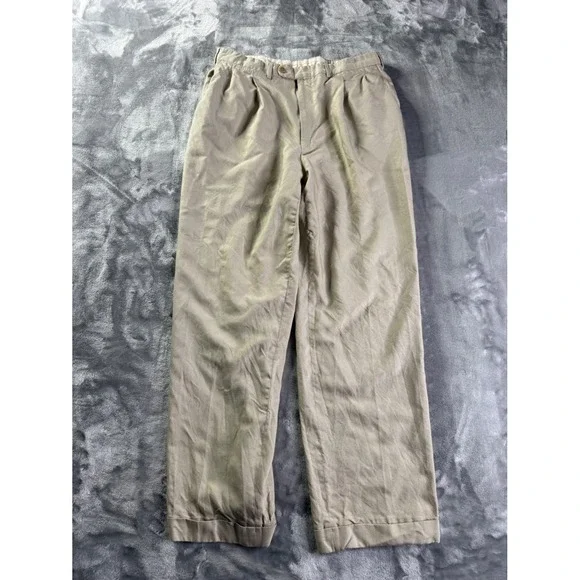 Ermenegildo Zegna Men's Pants Size 38 Tan Button-through Rear Pockets Wool