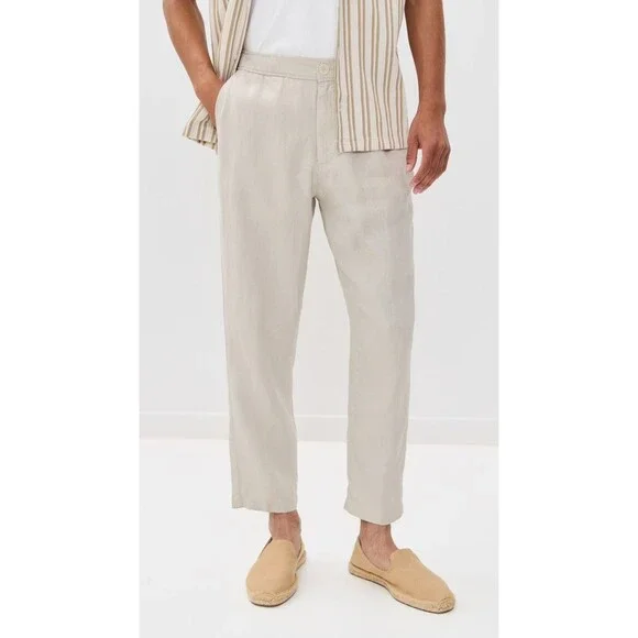 WAX LONDON Pants Mens Size 36 Tan Straight Leg 100% Linen KURT Trouser $175