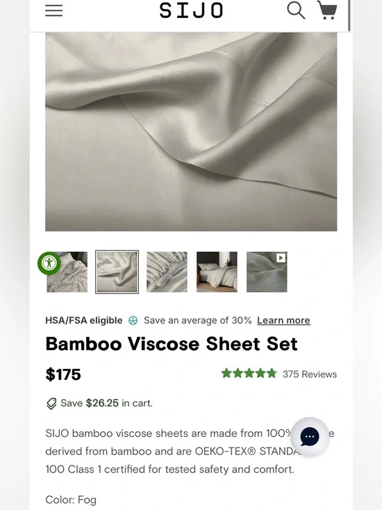 NWT Sijo DOZ king Bamboo Sheet Set - 2 Pillowcases, 1 Fitted & 1 Flat Sheet