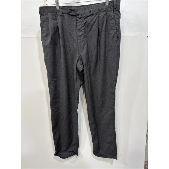 Ermenegildo Zegna 40R  Dark Gray 100%‎ Wool 75L102 Pleated Mens Dress Pants