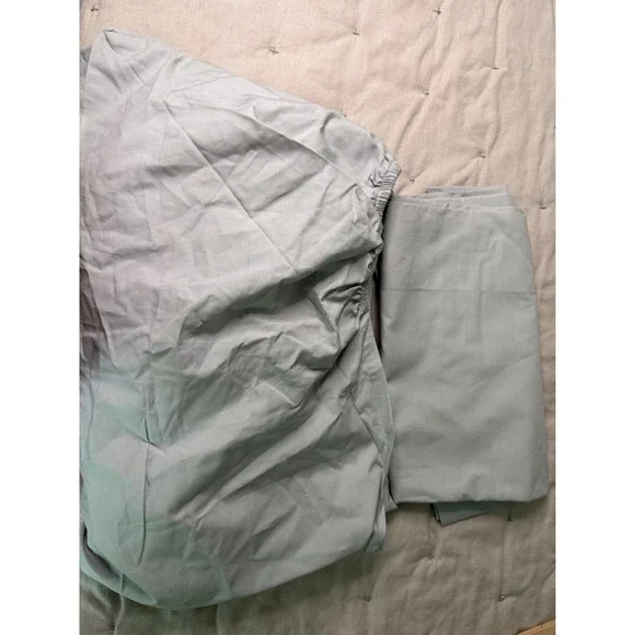 Pottery Barn Kids Organic Cotton Crib Sheet Set Light Gray 2 Piece Nursery
