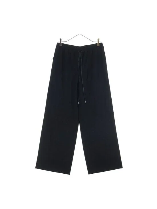Loewe Drawstring Wide Wool Trousers Pants Black