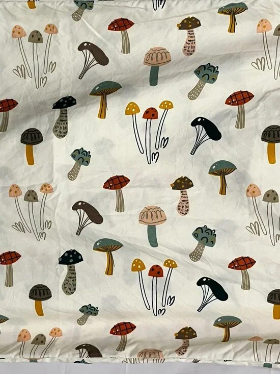 Set of 2 King Size Mushroom Botanical Pillowcases Cottagecore Woodland