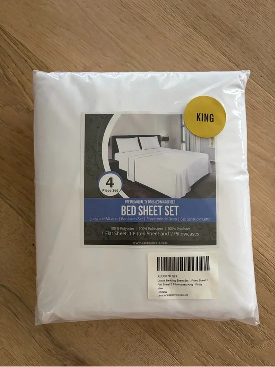 NEW King sheet set bedding white brushed microfiber