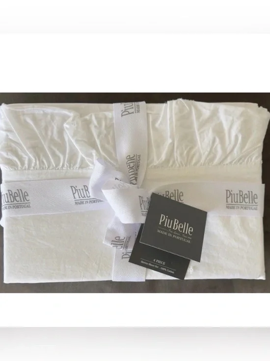 Piubelle Piu Belle Queen Sheet 4pc Set Ruffled Shabby Chic Luxury Bedding New