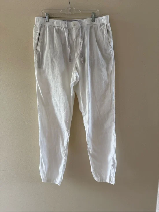 Tommy Bahama Men’s White Drawstring Linen-Blend Casual Pants Resort Beach 36x32