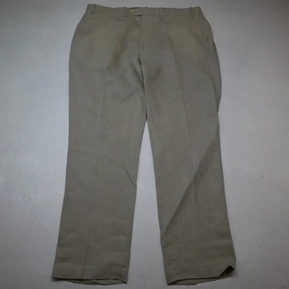 Lauren Ralph Lauren 40x32 Beige Khaki 100% Linen Straight Classic Dress Pants