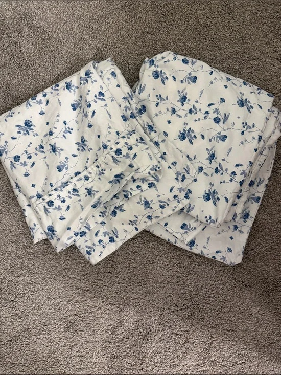 Blue Floral Cotton King Pillow Cases