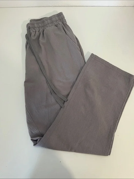 Men's Neutral Gray Elastic-Waist Joggers with Drawstring