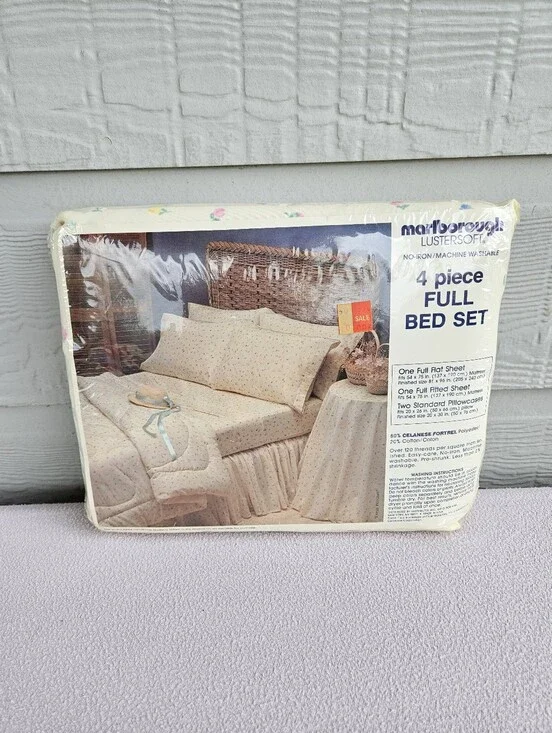 Marlborough Lustersoft 4 Piece FULL Bed Set Floral Cottagecore Grannycore