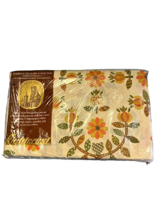 Vintage NOS Fieldcrest Double Fitted Sheet Patience Rose American Treasures