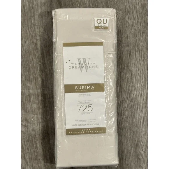 Wamsutta Dream Zone 725 TC Supima Cotton Queen Khaki FLAT Sheet Oversized New