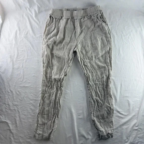 Bound Linen Pull On Tapered Pants Mens L Lightweight Old Money Beachy Coastal