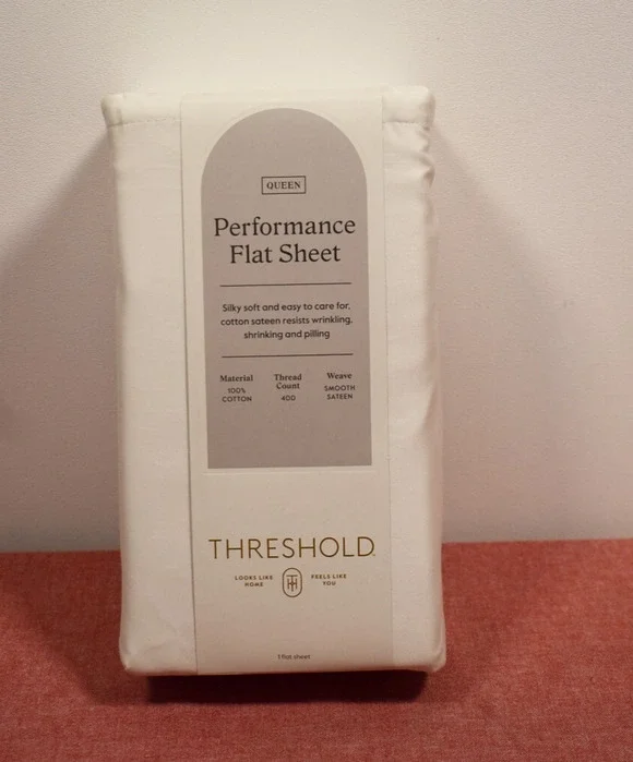 Threshold 400 Thread Count Performance Flat Sheet Sour Cream Queen*