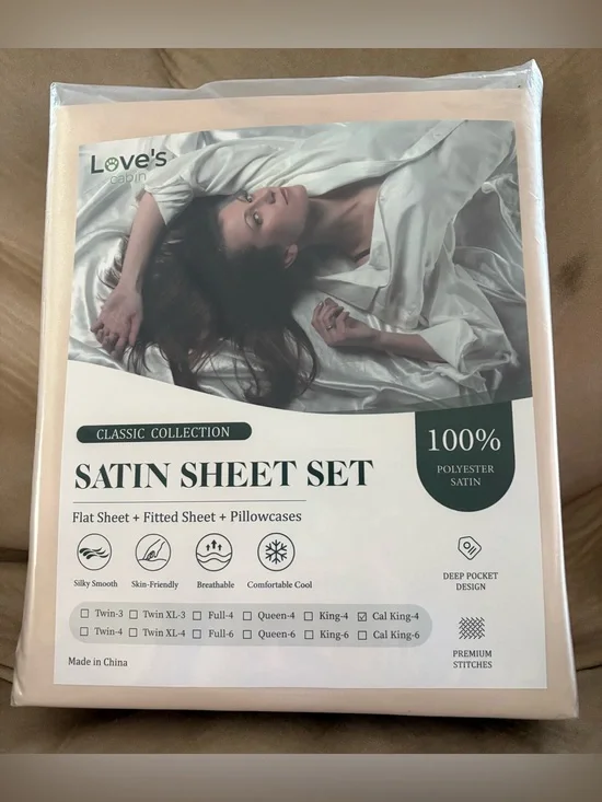 🤎CREAM, BRAND NEW SILK SHEETS…