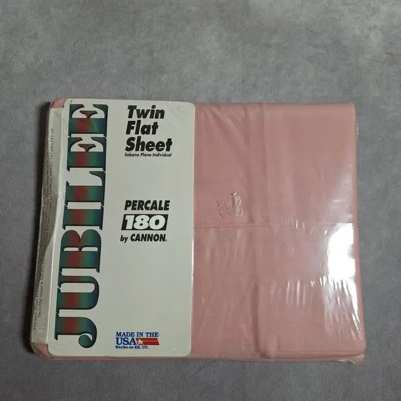 Vintage Cannon Jubilee Percale Flat Top Pink Twin Bed Sheet 66x96  USA