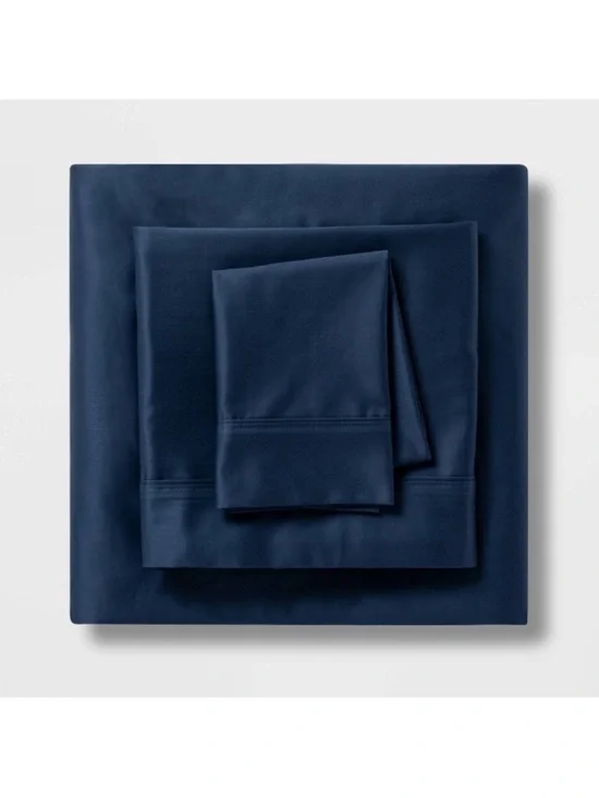 Threshold Metallic Navy Blue Sheet Set 100% Cotton Size of Sheet Set is FULL