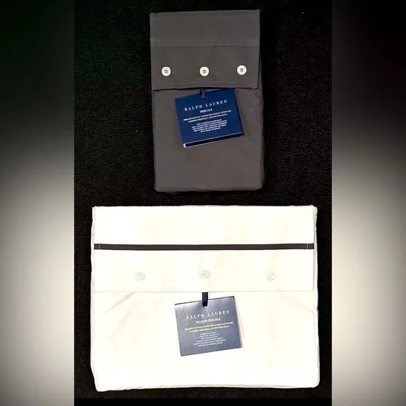 NEW $300 RALPH LAUREN HOME QUEEN FLAT SHEET + PILLOWCASES 3P SHEET SET LOFT GRAY