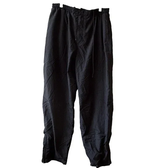 TravelSmith Men's Black Pants XL Woven Cotton Blend Elastic Waist Drawstring