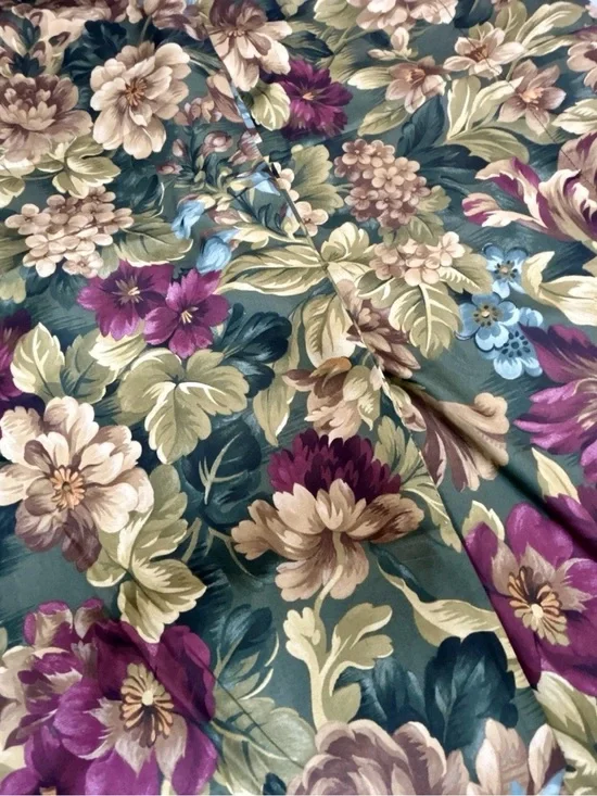 Vintage Lauren Ralph Lauren Edgefield Floral Twin Flat Sheet Cotton Green Gold
