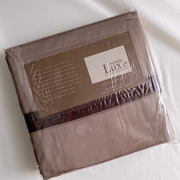 LUXE HOTEL COLLECTION COTTON SATEEN 500 THREAD COUNT KING SHEET SET DEEP Brown