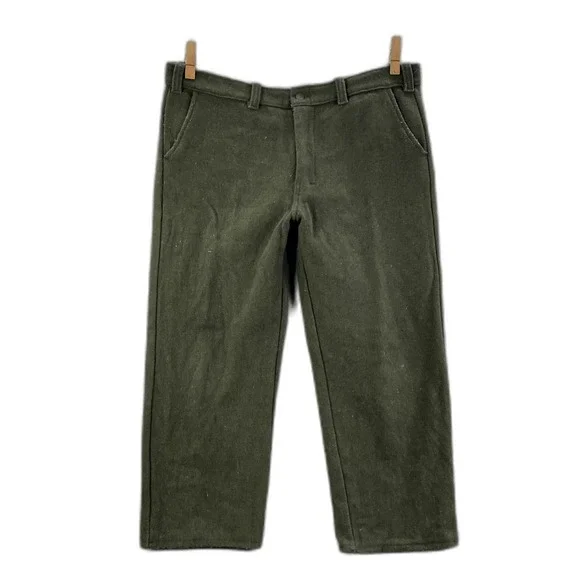 Vintage Wool Hunting Pants Mens 39x26* Green Outdoor Workwear Camp Uniform Retro